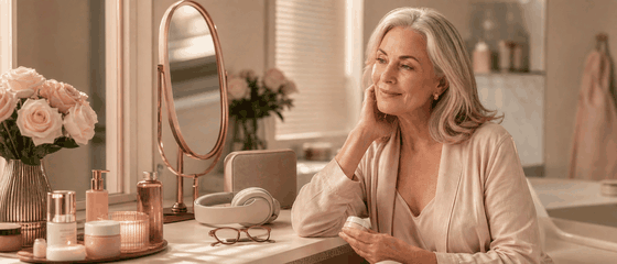 Mature Beauty Corner Audible audiobook listening scene